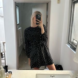 Ganni Black Polka Dot Long Sleeve dress